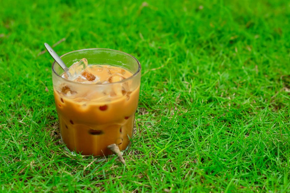 Cardamom Iced Coffee with cucumber ribbons — food · Drinks