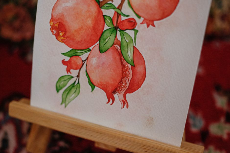 Gouache Fruit Study with a stitched detail — diy-creativity · Art & Painting
