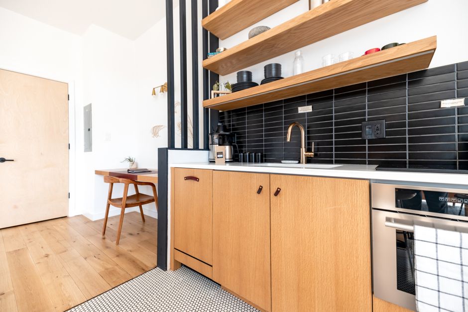Open Shelving with a practical focal point — home · Kitchens