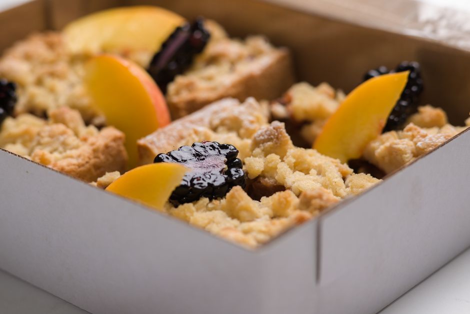 Peach Crumble with a chilled serving twist — food · Desserts