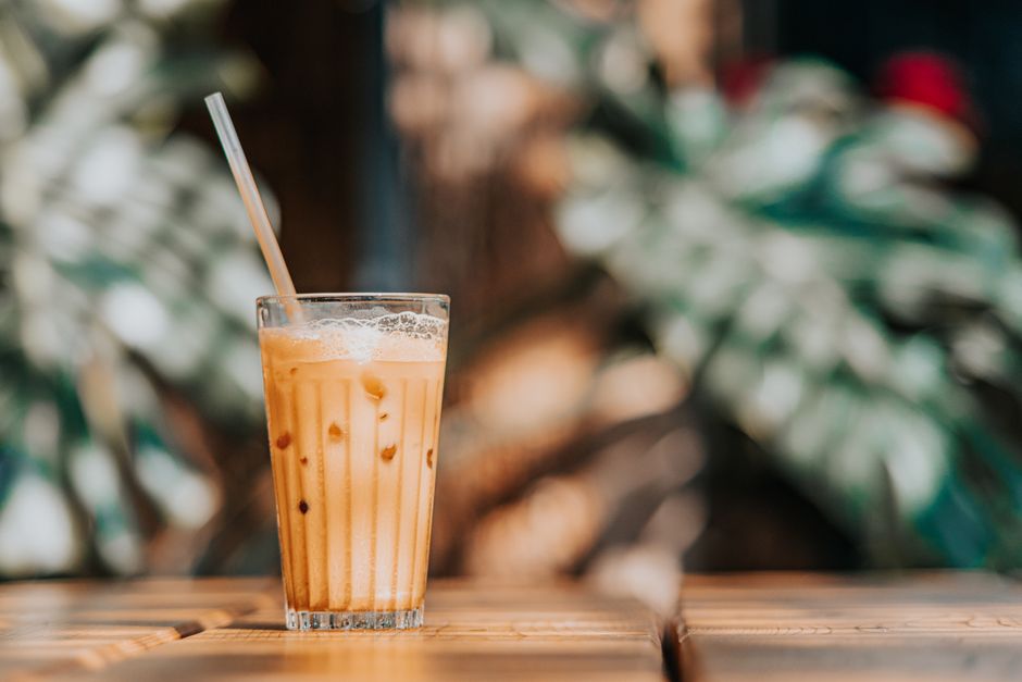 Vanilla Cold Brew with pomegranate seeds — food · Drinks