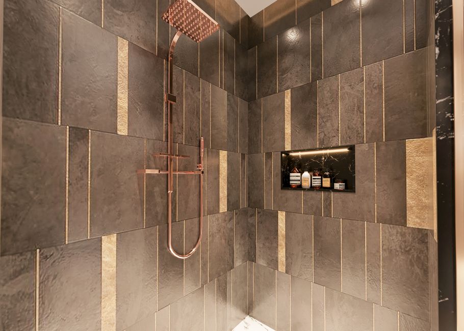Shower Niche with one sculptural accent — home · Bathrooms