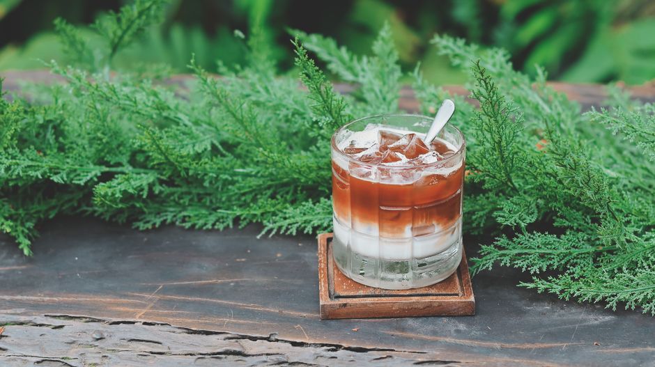 Vanilla Cold Brew with rosemary sprigs — food · Drinks