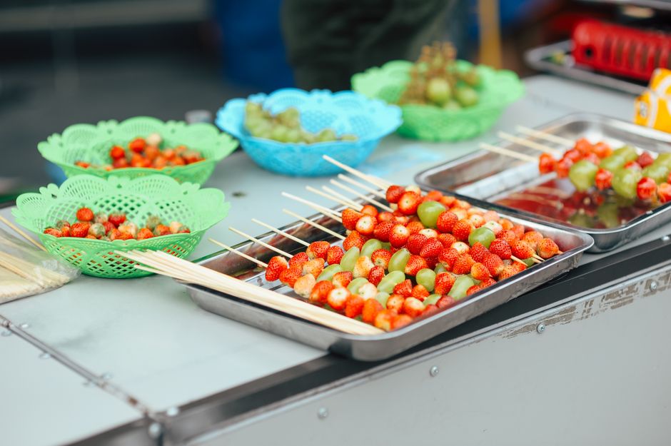 Fruit Skewer Cups for a backyard party — food · Party Food