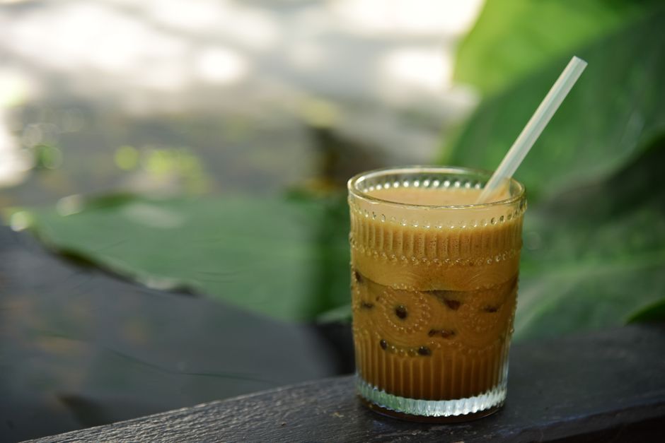 Cardamom Iced Coffee with coconut cream — food · Drinks