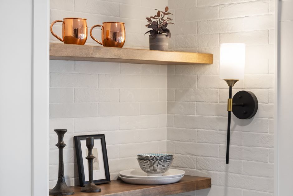 Wall Sconce with layered natural textures — home · Bathrooms