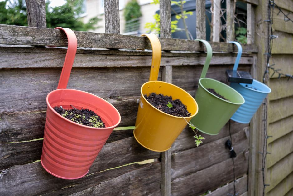 Vertical Planter in a warm oak palette with layered natural textures — home · Garden & Outdoor