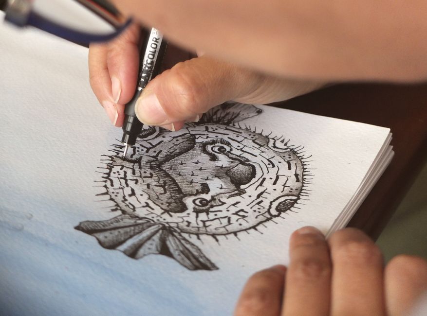Ink Botanical Sketch for experiments invite play — diy-creativity · Art & Painting