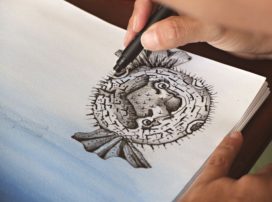 Ink Botanical Sketch using leftover materials — diy-creativity · Art & Painting
