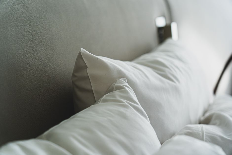 Layered Pillows with coordinated hardware — home · Bedrooms