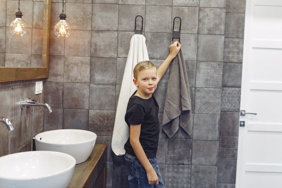 Towel Hook using one-color repetition — home · Bathrooms