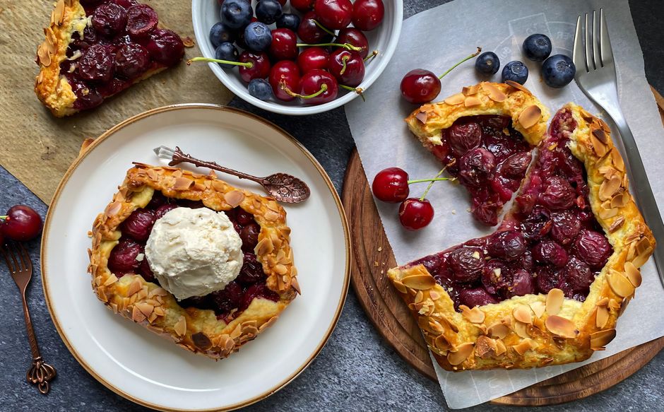 Strawberry Galette with orange glaze — food · Baking