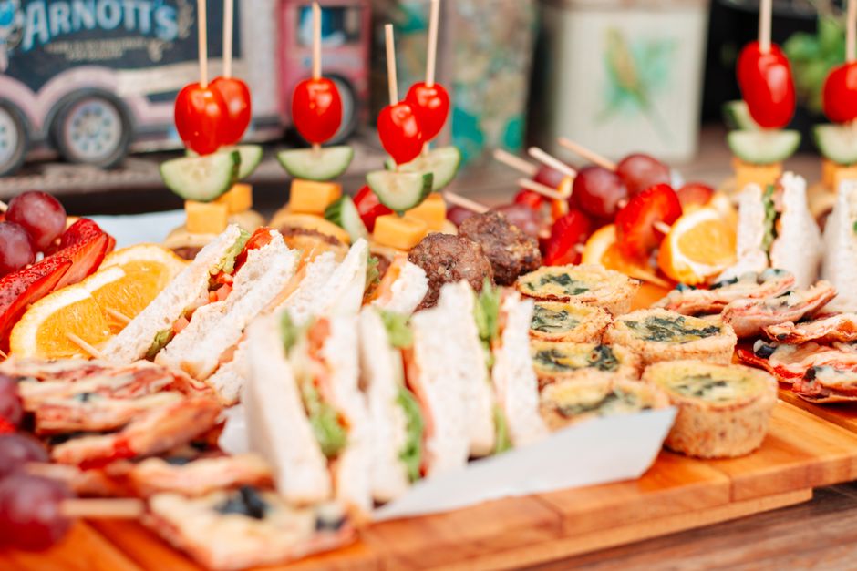 Brunch Grazing Board with a warm centerpiece dish — food · Food & Hosting