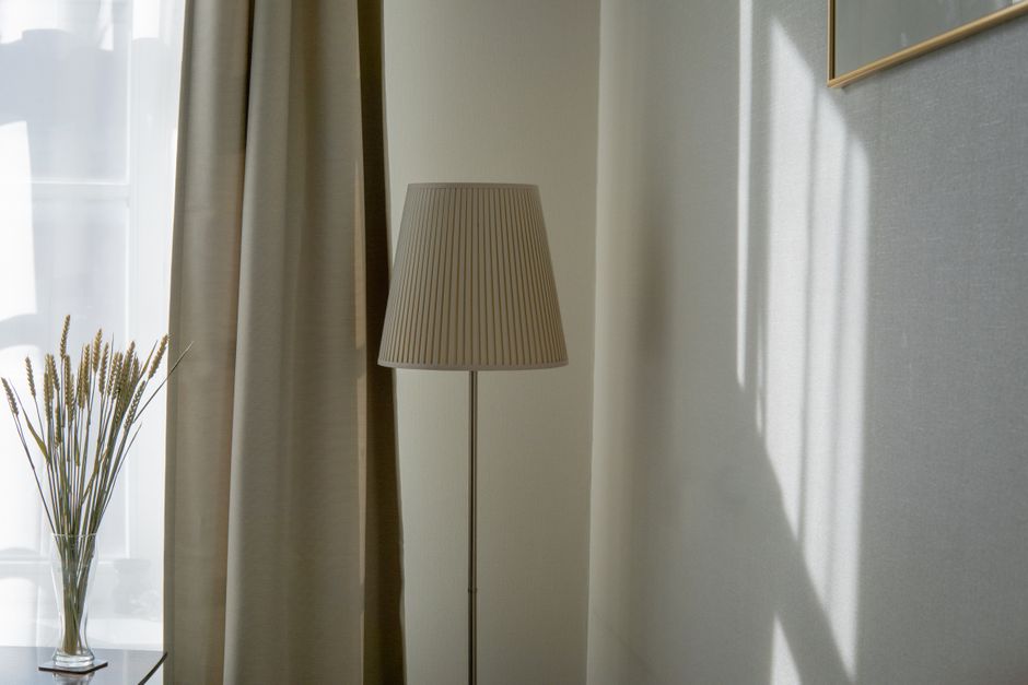 Floor Lamp with a soft linen layer — home · Living Rooms