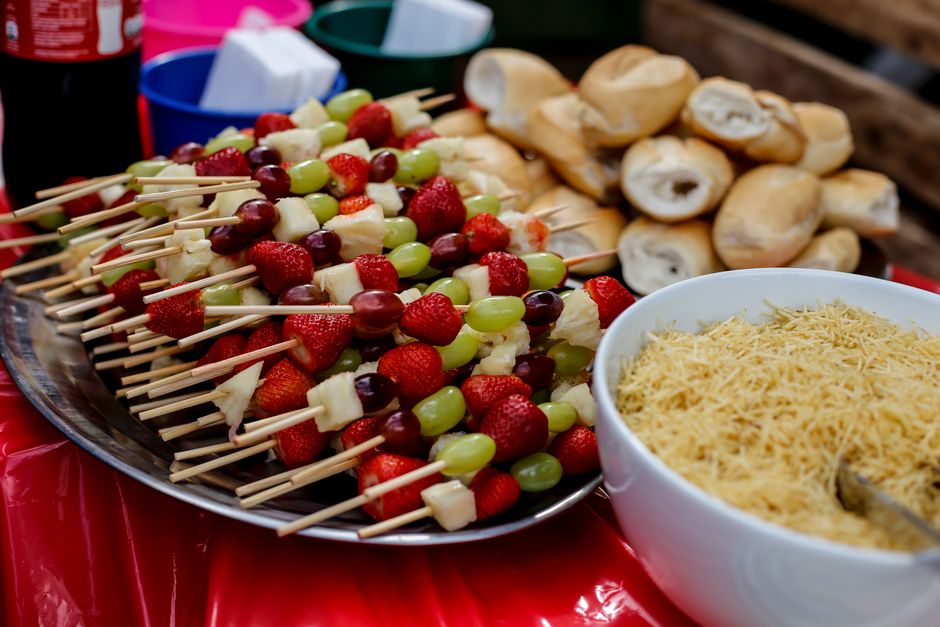 Fruit Skewer Cups with a crisp lettuce cup — food · Party Food
