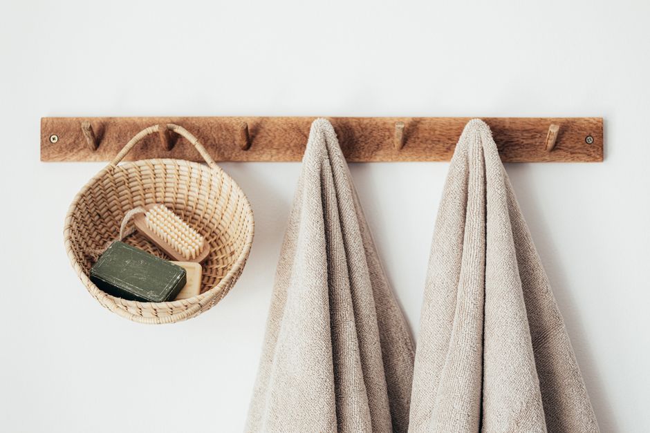 Towel Hook using renter-friendly details — home · Bathrooms