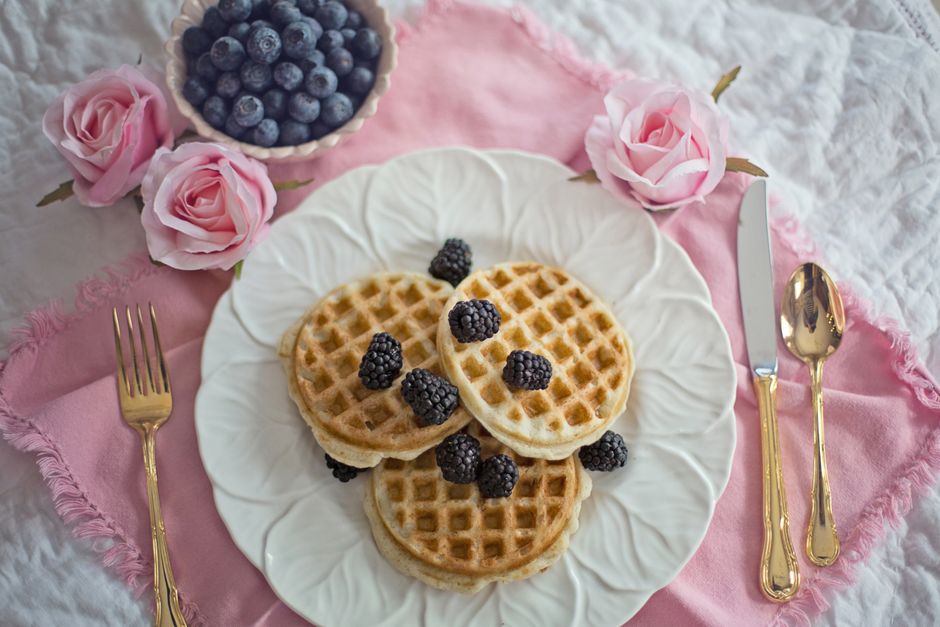 Lemon Ricotta Waffles with jam and mascarpone — food · Breakfast & Brunch