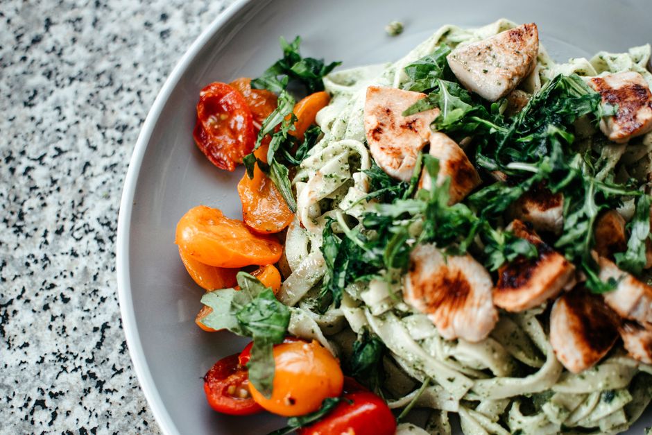 Pesto Pasta Jar with roasted nuts — food · Lunch Ideas