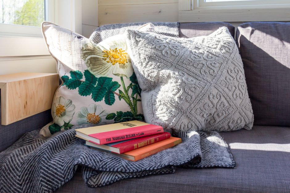 Reading Nook using mixed wood tones — home · Interior Design