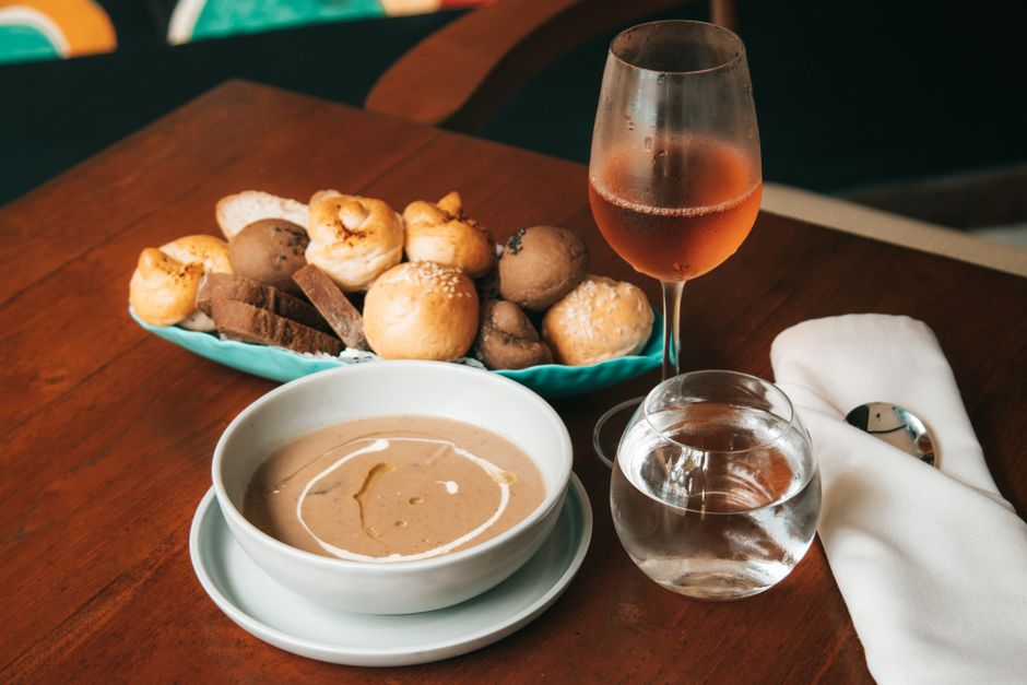 Soup-and-Bread Table for especially memorable table — food · Food & Hosting