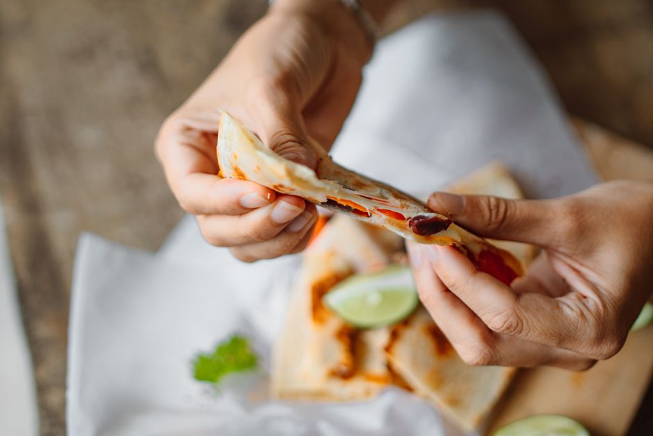 Mini Quesadillas with a creamy dip — food · Party Food