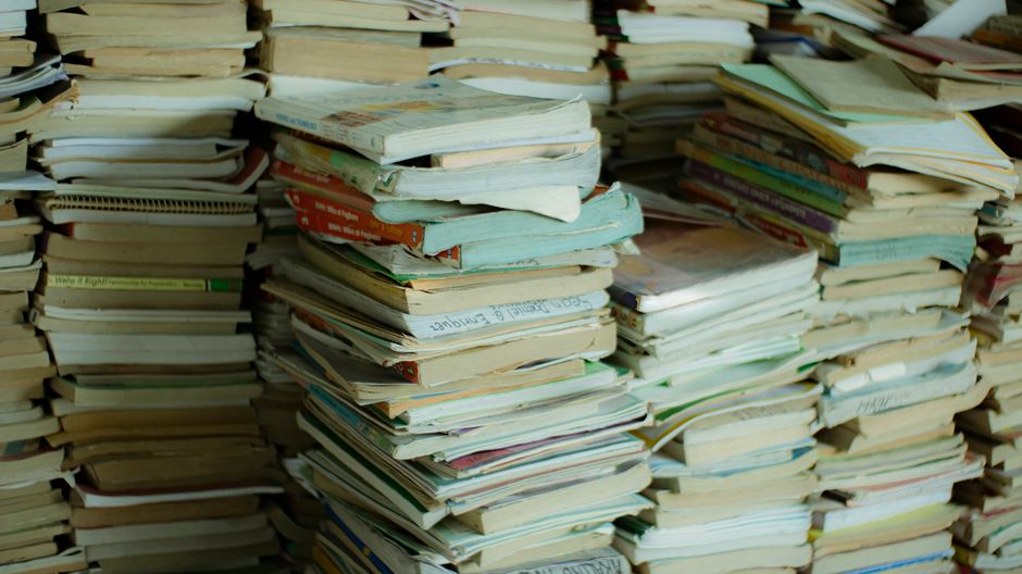Book Stack with woven texture — home · Living Rooms