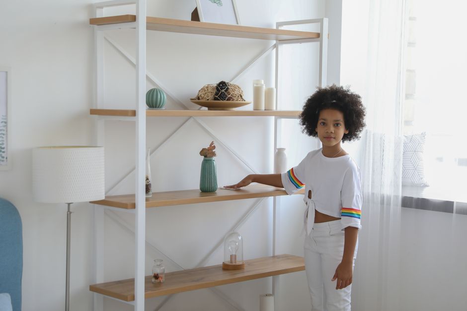 Tension-Rod Shelf for reducing visual clutter — home · Home Hacks
