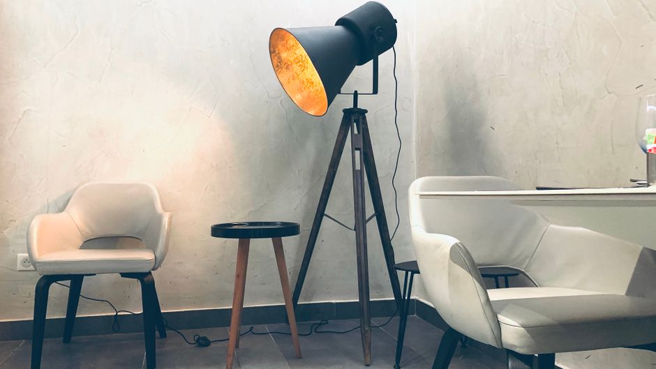 Floor Lamp using thrifted character pieces — home · Living Rooms