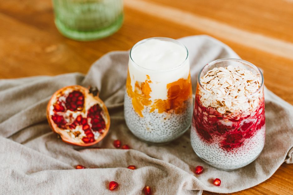 Strawberry Chia Pudding with crispy potatoes — food · Breakfast & Brunch