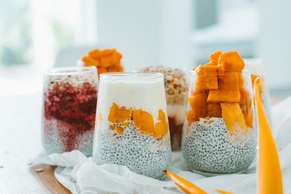 Strawberry Chia Pudding with a warm fruit topping — food · Breakfast & Brunch