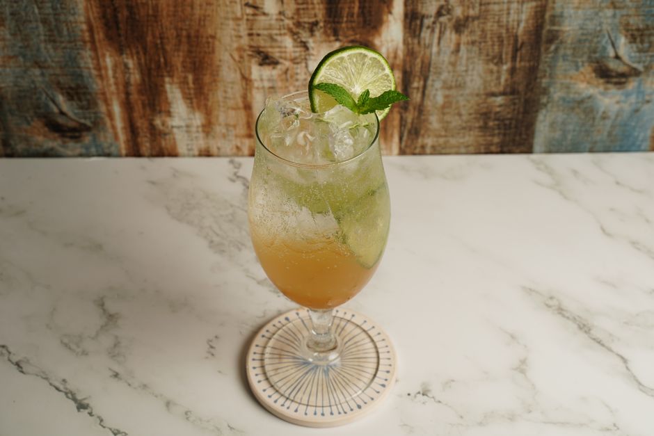 Ginger Lime Fizz with cinnamon cold foam — food · Drinks