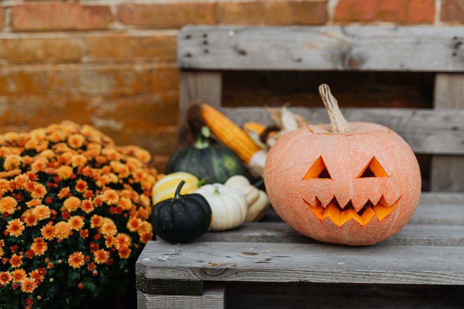 Carved Pumpkin Cluster around a meaningful keepsake — celebrations · Halloween