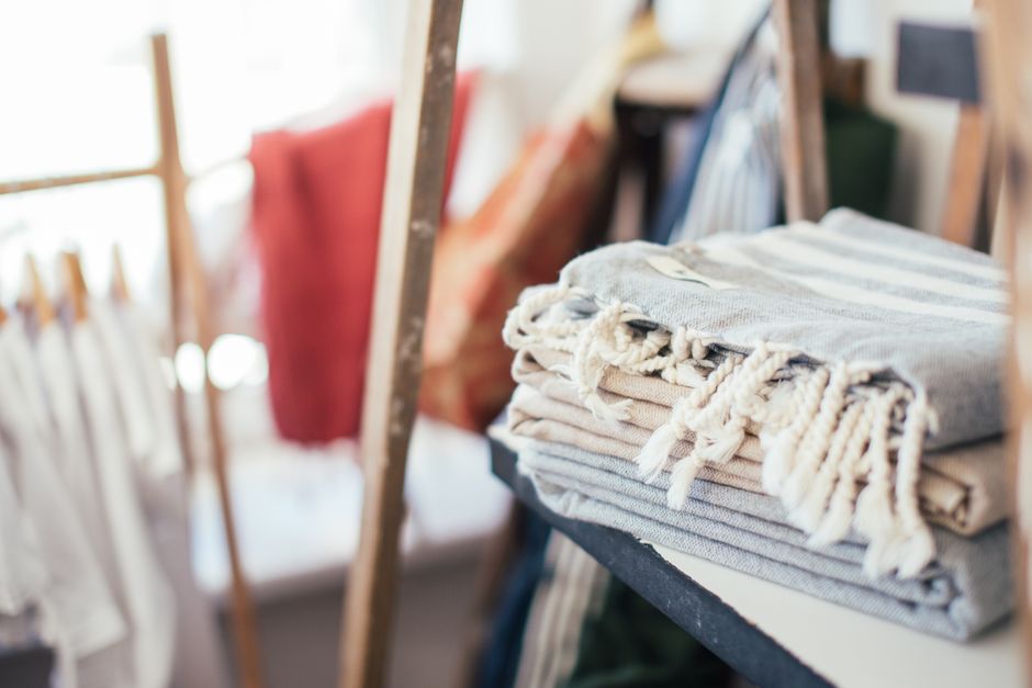 Linen Ladder with layered natural textures — home · Bathrooms