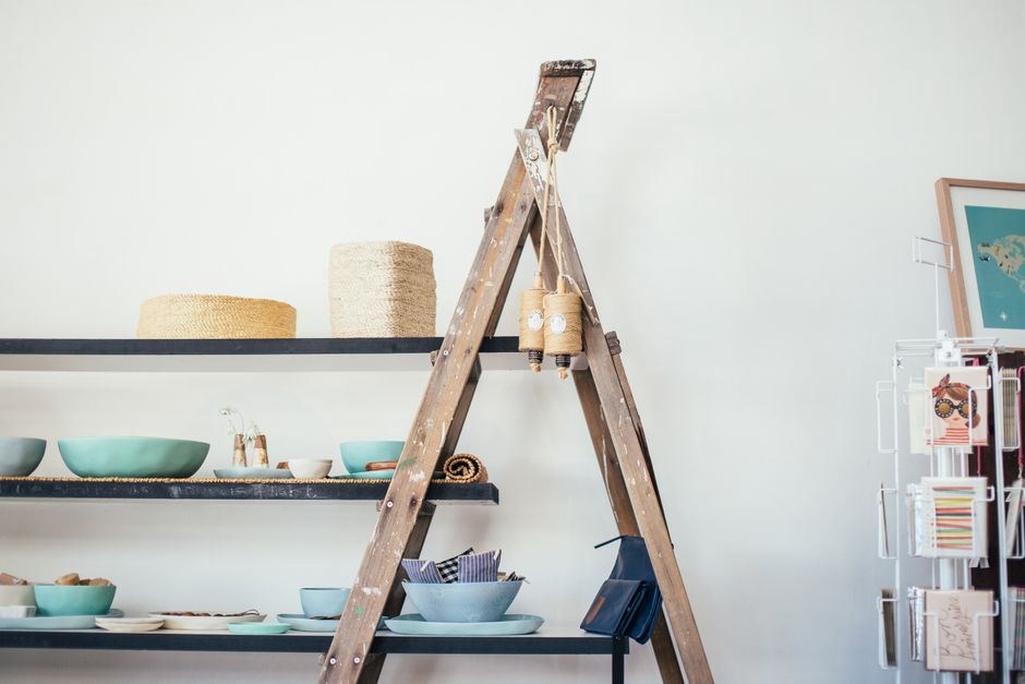 Linen Ladder with a space-saving arrangement — home · Bathrooms