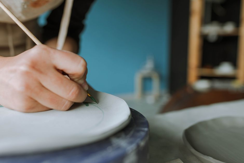 Clay Candle Dish — painted vase experimenting using leftover materials — diy-creativity · Handmade Decor