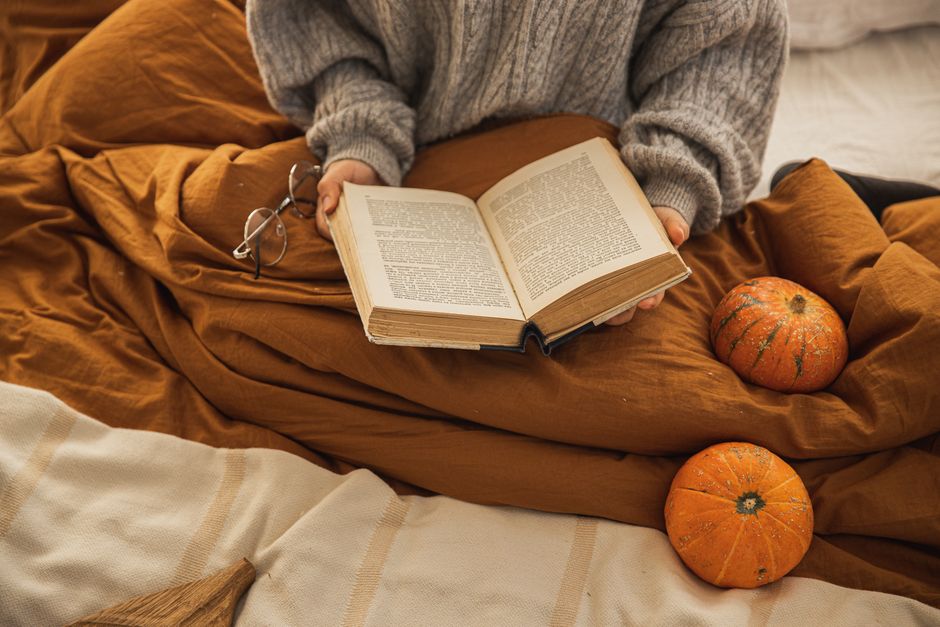 Book-And-Blanket Hour with a simple journaling cue — wellness · Relaxation