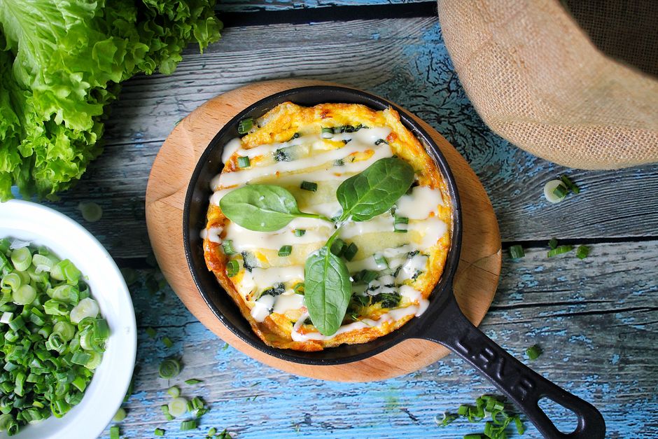 Spinach Feta Frittata with jam and mascarpone — food · Breakfast & Brunch