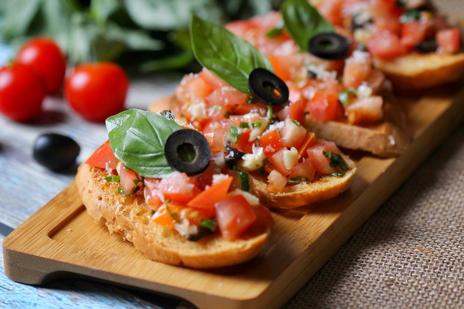 Mediterranean Snack Board with labeled serving bowls — food · Food & Hosting
