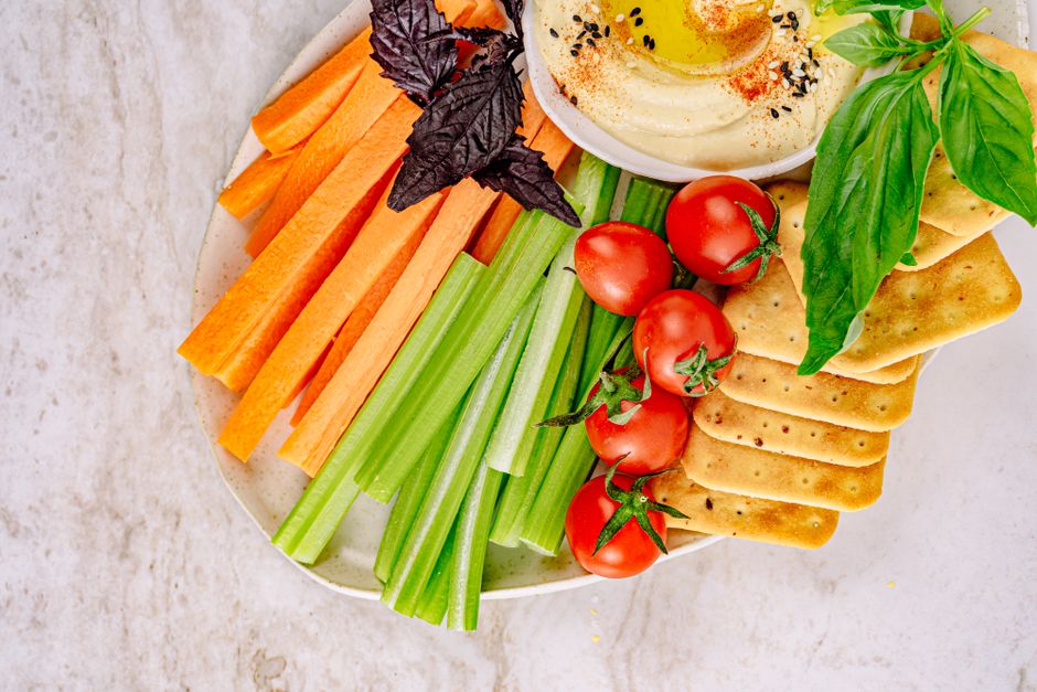 Cucumber Hummus Cups with dried fruit — food · Snacks