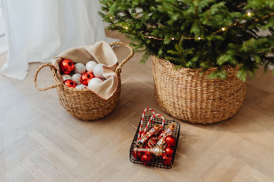 Holiday Movie Basket around a handmade centerpiece — celebrations · Christmas