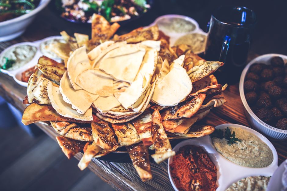 Make-Your-Own Pita Station with a guest-friendly serving order — food · Food & Hosting