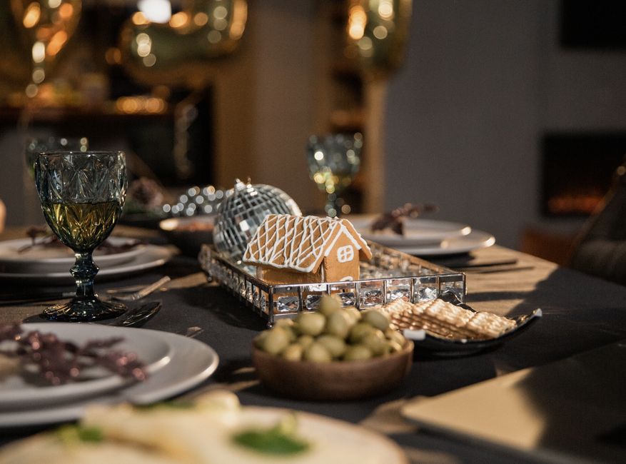 food-presentation new year's around a signature dessert — celebrations · New Year's