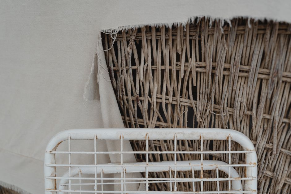 Woven Basket with one oversized artwork — home · Home Decor