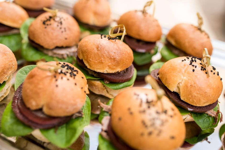 Mini Veggie Sliders for a holiday appetizer table — food · Party Food
