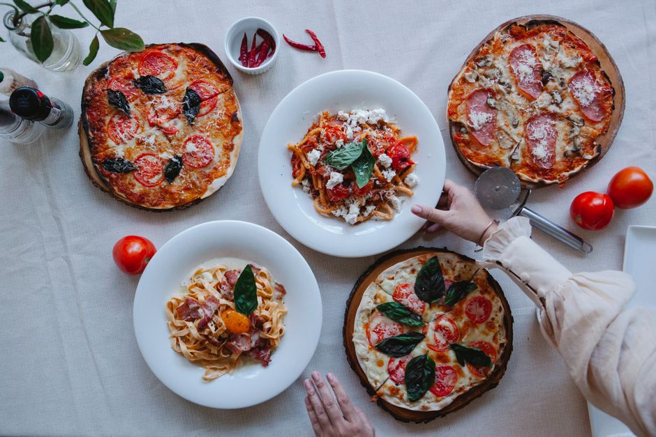 Pasta Night Spread with a color-coordinated board — food · Food & Hosting