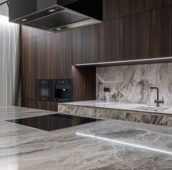 Mixed-Material Kitchen with a cozy corner detail — home · Interior Design