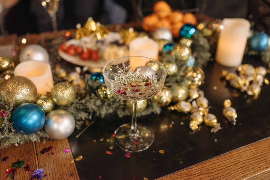 table new year's around a signature dessert — celebrations · New Year's