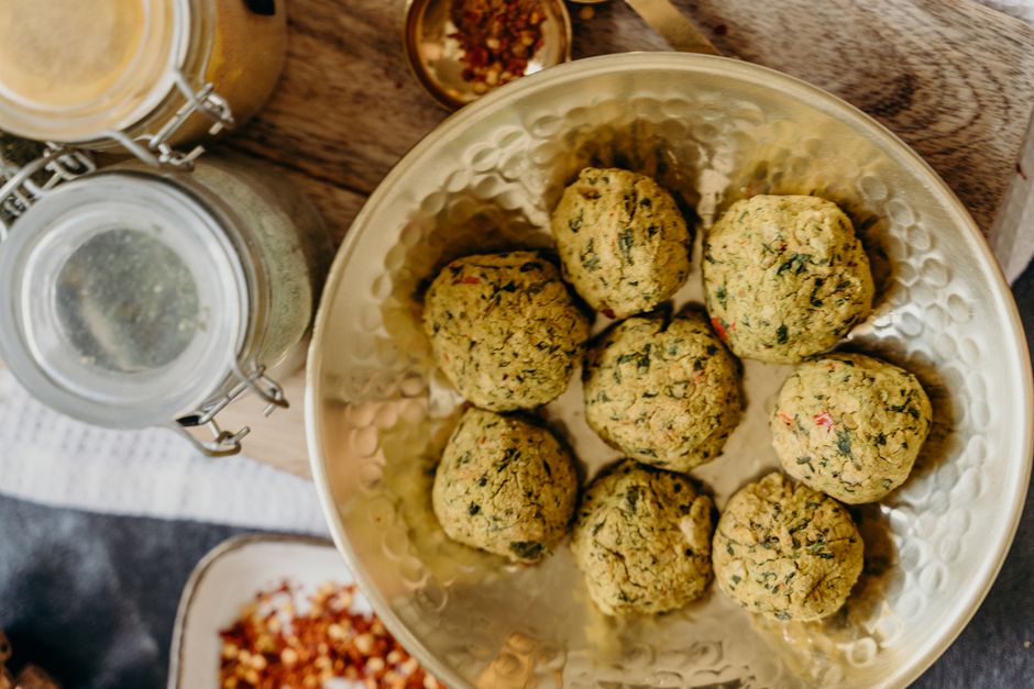 Baked Falafel Bites for a holiday appetizer table — food · Party Food