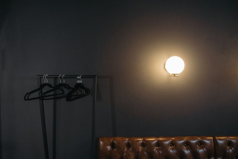 Wall Sconce with a cozy corner detail — home · Bathrooms