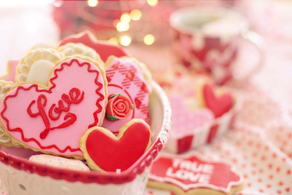 food-presentation valentine's day around a statement cake — celebrations · Valentine's Day
